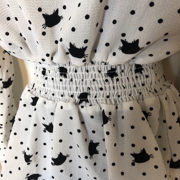 🐱 Stella Tweed Black Cat Print Dressy Top XS - Picture 4 of 7